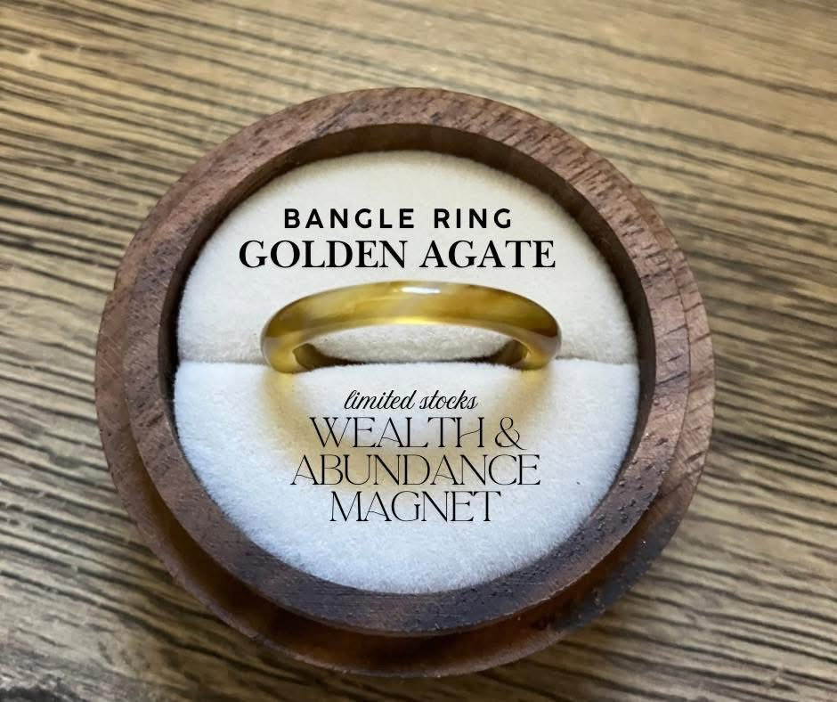 Golden Agate Bangle Ring