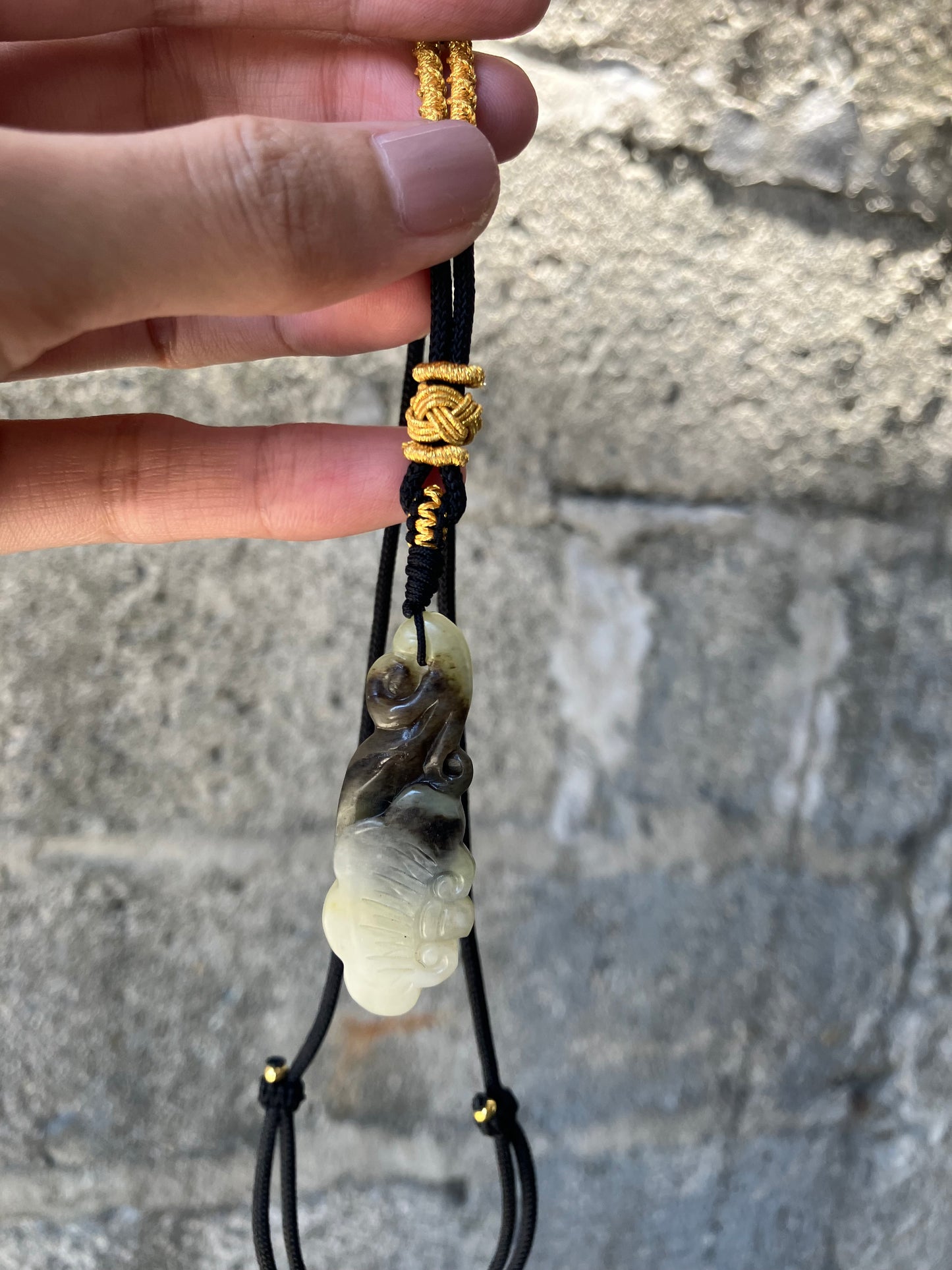 Yin-Yang Hetian Jade Ruyi Amulet Necklace