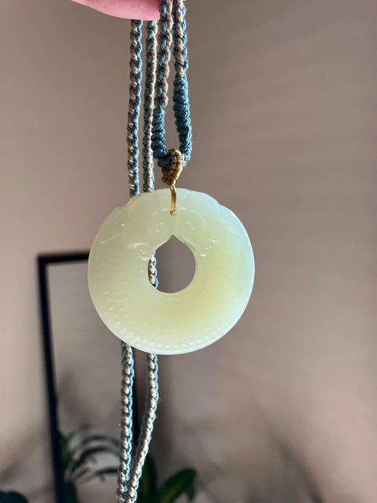 Imperial Hetian Jade Bi Disc Pendant Necklace