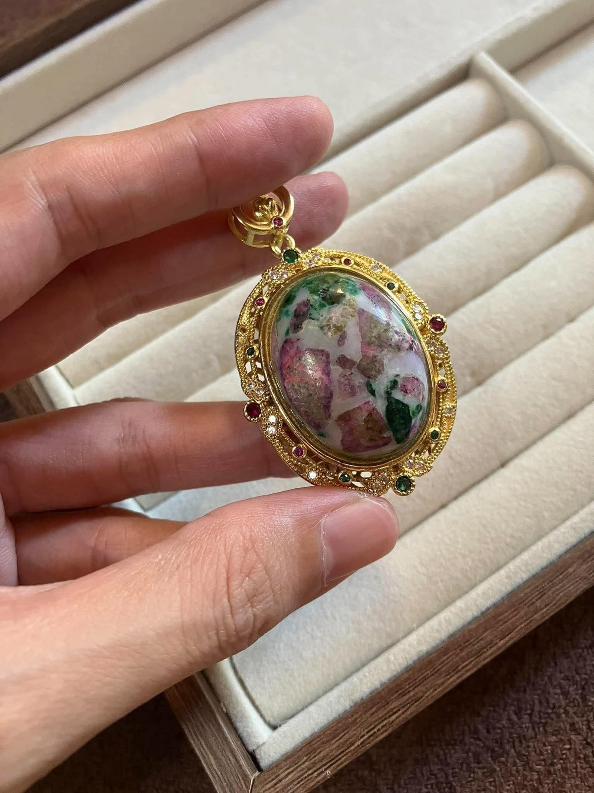 The Imperial Garden: Ruby Zoisite Statement Pendant