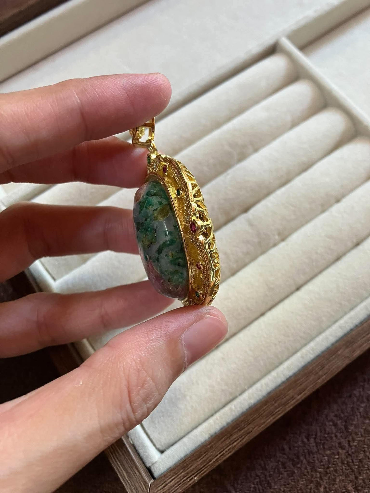 The Imperial Garden: Ruby Zoisite Statement Pendant