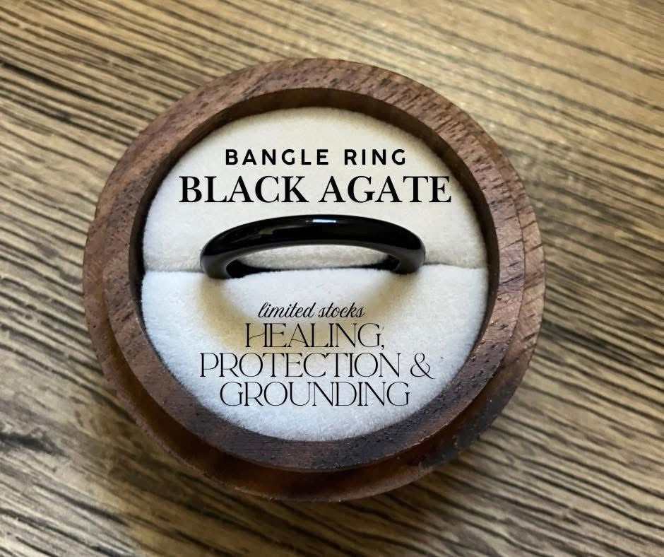 Black Agate Bangle Ring