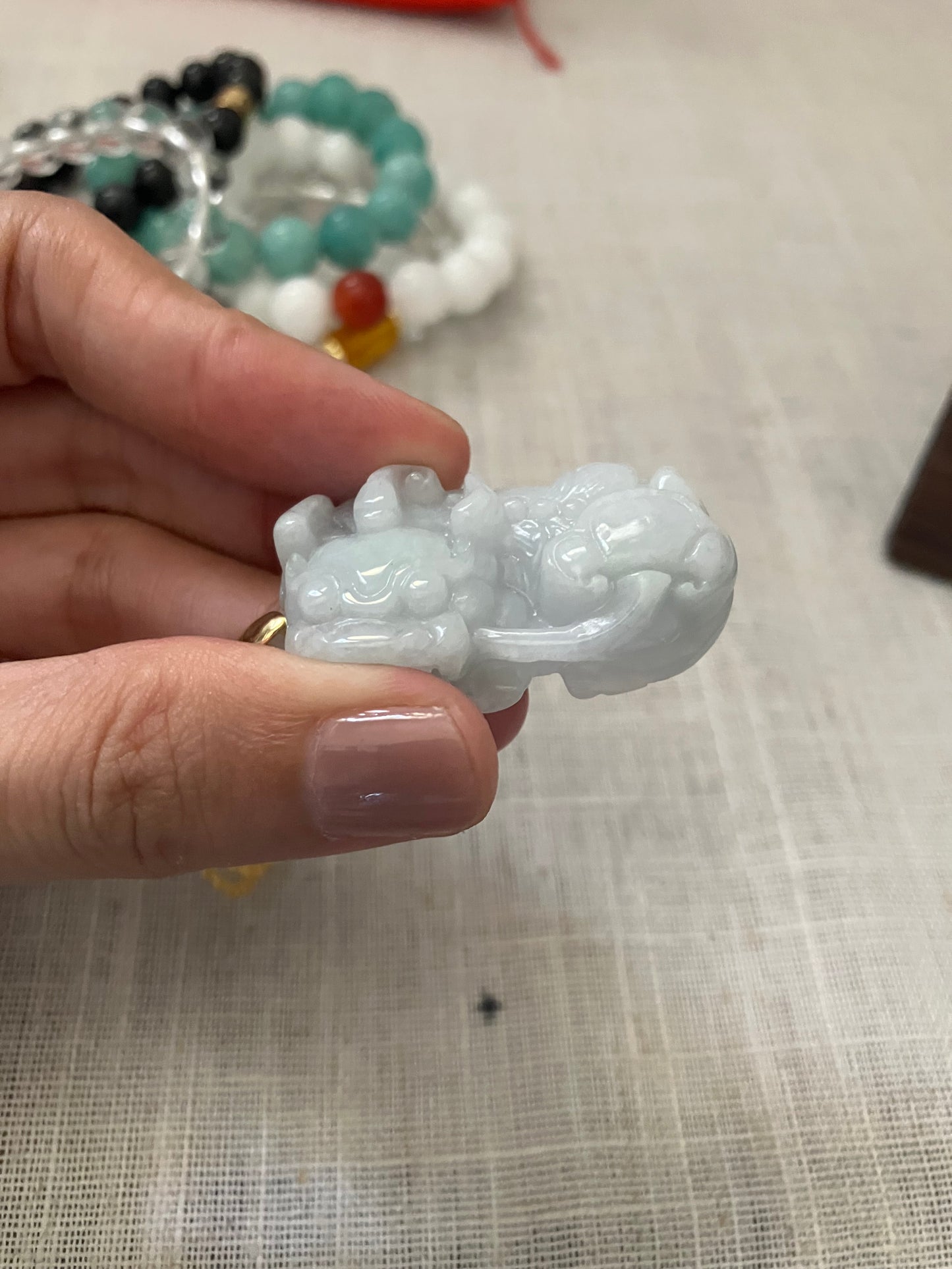 Grade A Jadeite Pixiu Dragon with Wealth Coin Pendant