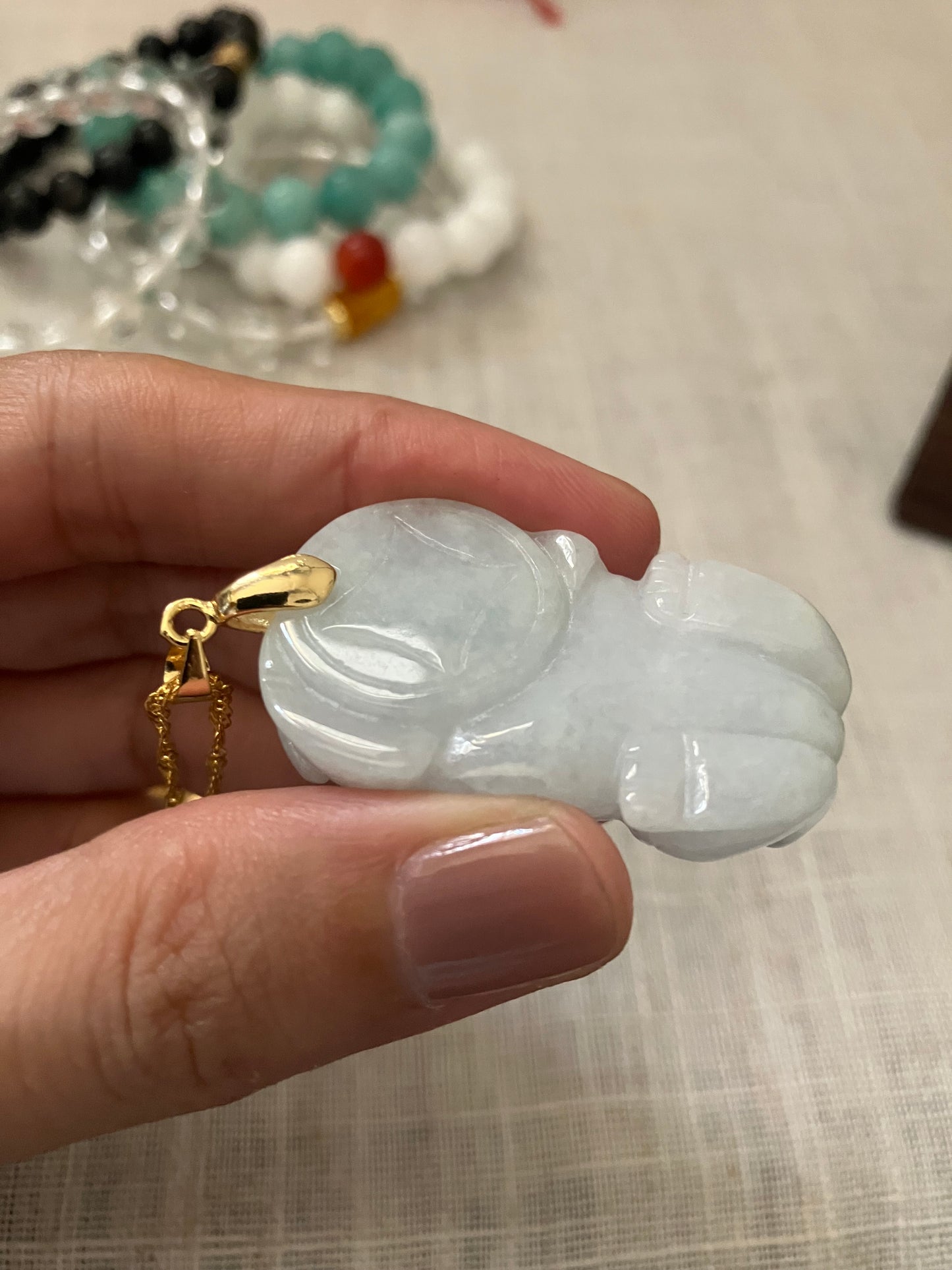 Grade A Jadeite Pixiu Dragon with Wealth Coin Pendant