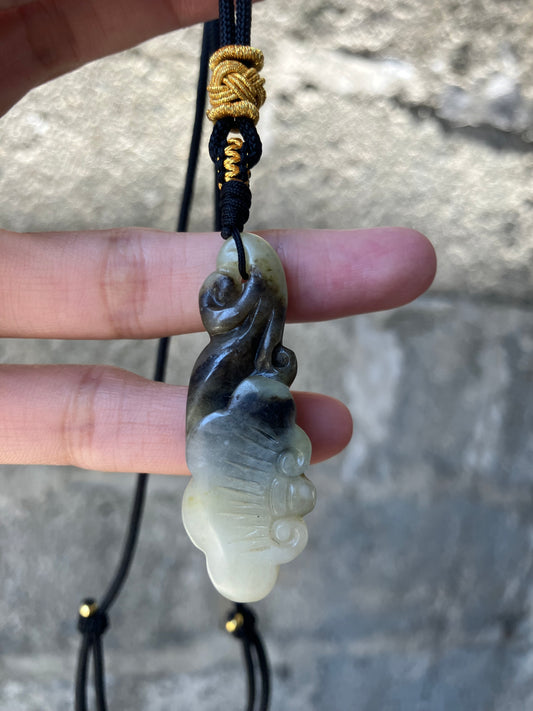 Yin-Yang Hetian Jade Ruyi Amulet Necklace